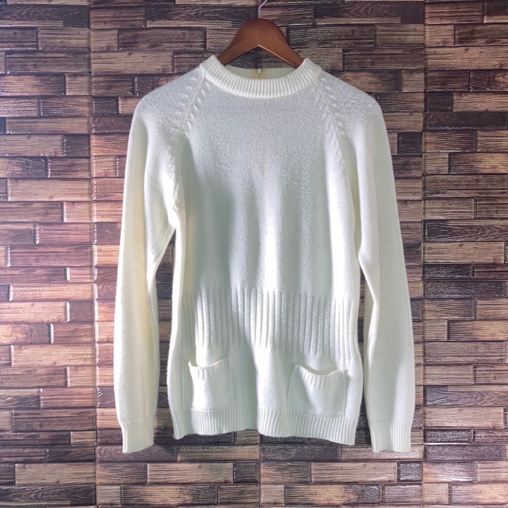 Vintage Unbranded Xs/Small Acrylic Fiber Cottage Core Ivory Sweater